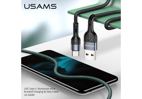 کابل شارژ و دیتای یوسمز مدل U55, نوع سوکت: تایپ سی, رنگ: مشکی, 6 image