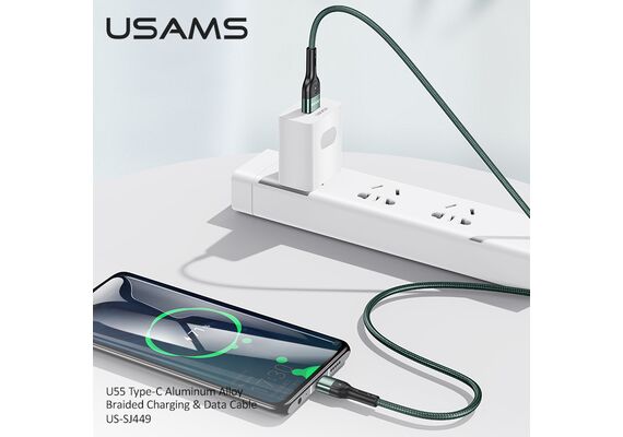 کابل شارژ و دیتای یوسمز مدل U55, نوع سوکت: تایپ سی, رنگ: مشکی, 4 image