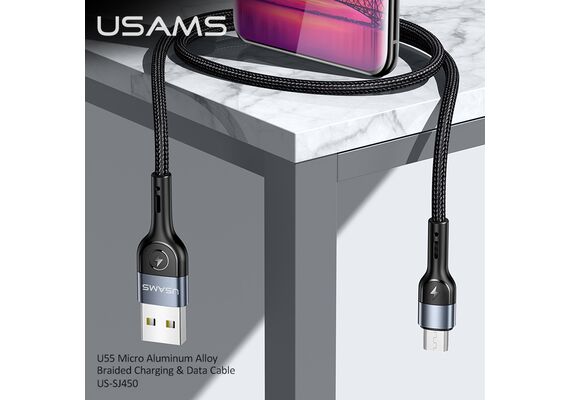 کابل شارژ و دیتای یوسمز مدل U55, نوع سوکت: تایپ سی, رنگ: مشکی, 5 image