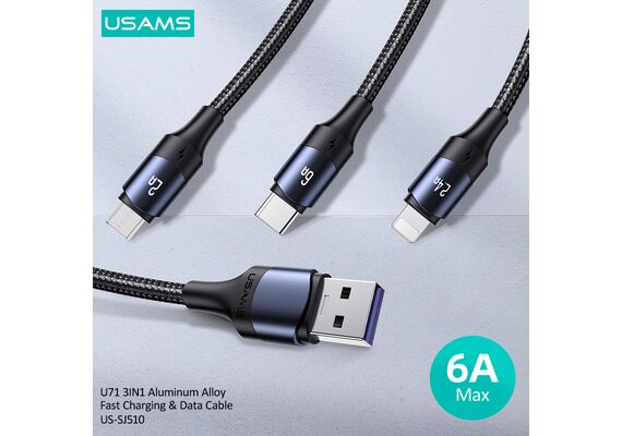 تصویر محصول کابل تبدیل USB به microUSB / USB-C / لایتنینگ یوسمز مدل U71 تصویر شماره 2 , - فروشگاه فون پارتس
