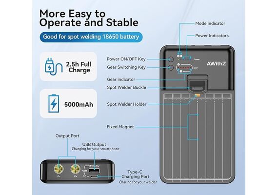 تصویر محصول دستگاه جوش باتری AWITHZ مدل MC1 تصویر شماره 6 , - فروشگاه فون پارتس
