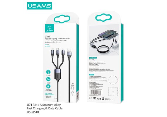 تصویر محصول کابل تبدیل USB به microUSB / USB-C / لایتنینگ یوسمز مدل U71 تصویر شماره 7 , - فروشگاه فون پارتس