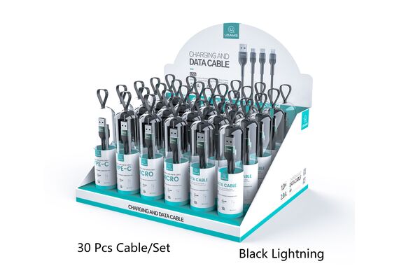 کابل شارژ و دیتای یوسمز مدل U55, نوع سوکت: لایتنینگ, رنگ: مشکی, 2 image