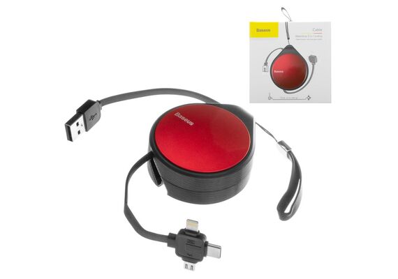 تصویر محصول کابل تبدیل USB به microUSB / USB-C / لایتنینگ باسئوس مدل CAMLT- EP01, رنگ: قرمز تصویر شماره 3 , - فروشگاه فون پارتس