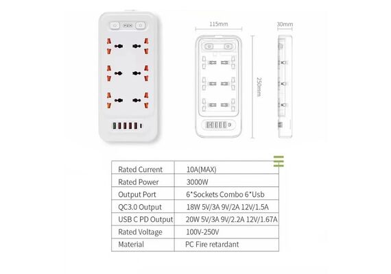 محافظ ولتاژ و شارژر و چندراهی برق پی زد ایکس مدل BKL-22