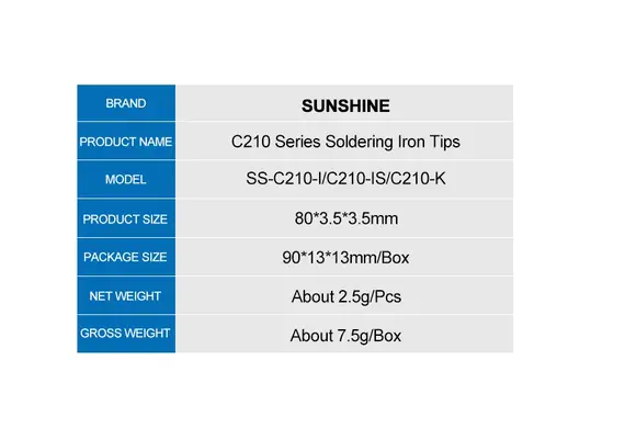 نوک هویه SUNSHINE سری C210, نوع نوک هویه: C210-IS, 10 image