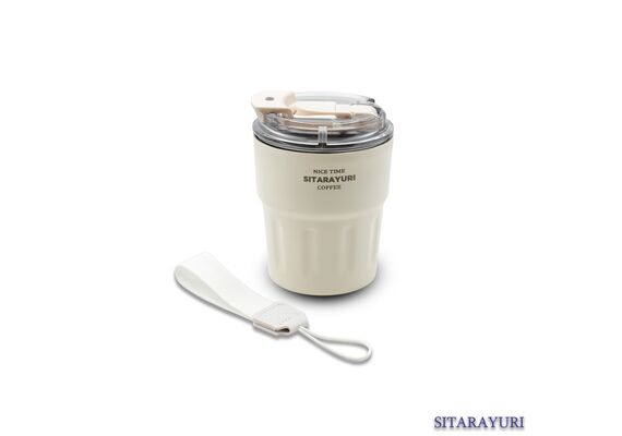 تصویر محصول تراول ماگ SITARAYURI نی دار و آسان نوش, حجم: 290, رنگ: بژ  - فروشگاه فون پارتس