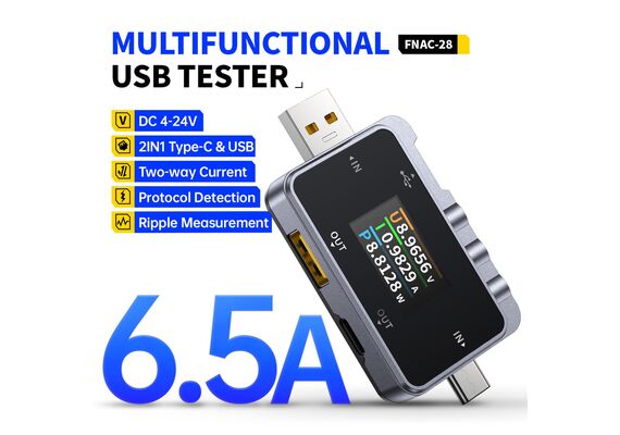 تصویر محصول تستر USB دوکاره نوع C و A فنیرسی مدل FNAC-28 تصویر شماره 2 , - فروشگاه فون پارتس