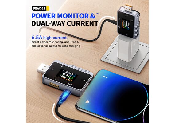تصویر محصول تستر USB دوکاره نوع C و A فنیرسی مدل FNAC-28 تصویر شماره 4 , - فروشگاه فون پارتس