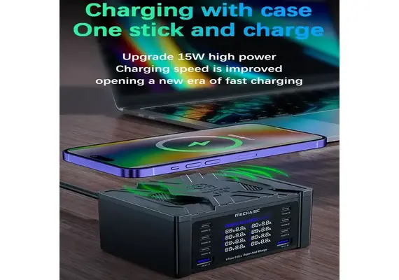 شارژر سریع Mechanic V-Power 8 Ultra با 8 پورت و نمایشگر دیجیتال