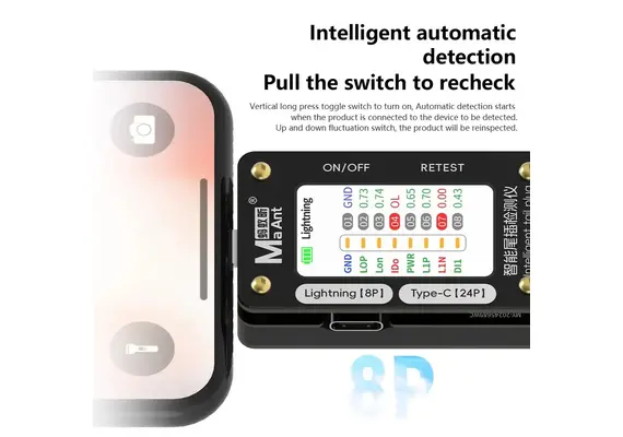 تصویر محصول تستر هوشمند شارژ ماانت مدل WX-02 برای آیفون و اندروید تصویر شماره 5 , - فروشگاه فون پارتس