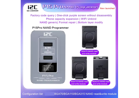 تصویر محصول پروگرامر هارد i2C مدل P15 Pro همراه با سوکت BGA110 / BGA70 / BGA315 تصویر شماره 2 , - فروشگاه فون پارتس