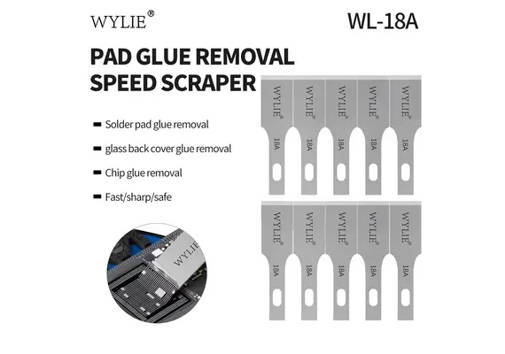 تصویر محصول ست تیغه و ابزار جداسازی چسب WYLIE مدل WL-18A (10 عددی)  - فروشگاه فون پارتس