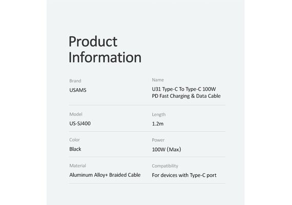 تصویر محصول کابل PD یوسمز مدل U31 تصویر شماره 2 , - فروشگاه فون پارتس