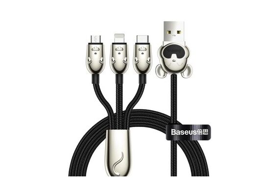 تصویر محصول کابل شارژ USB به USB-C / microUSB / لایتنینگ باسئوس مدل CAMLT-MU01 طول 1.2 متر  - فروشگاه فون پارتس