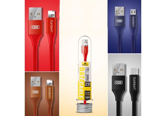 کابل شارژ ارلدام مدل EC-015, نوع سوکت: لایتنینگ, رنگ: قرمز