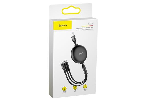 تصویر محصول کابل تبدیل USB به USB-C/microUSB/لایتنینگ باسئوس مدل CAMLT-ZY طول 1.2 متر, رنگ: مشکی تصویر شماره 4 , - فروشگاه فون پارتس