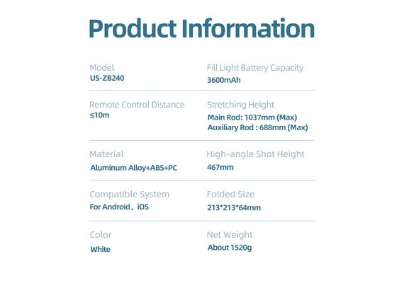 تصویر محصول چراغ حلقه LED چند منظوره ZB240 (با نگهدارنده تلفن همراه دوگانه) تصویر شماره 8 , - فروشگاه فون پارتس