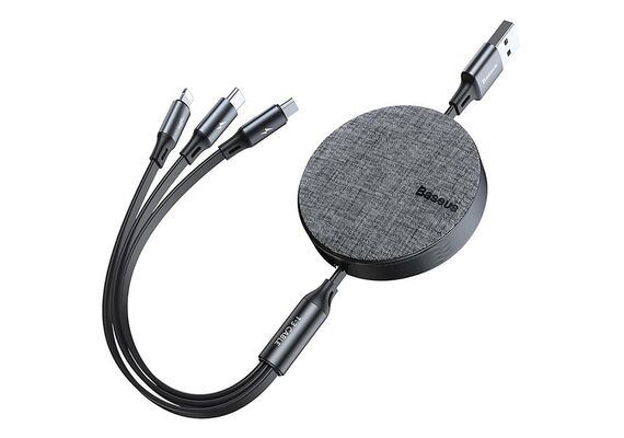 تصویر محصول کابل تبدیل USB به USB-C/ microUSB / لایتنینگ باسئوس مدل CAMLT-BY, رنگ: خاکستری تصویر شماره 2 , - فروشگاه فون پارتس