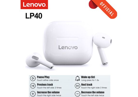 تصویر محصول هندزفری بلوتوثی لنوو مدل LP40, رنگ: سفید تصویر شماره 2 , - فروشگاه فون پارتس