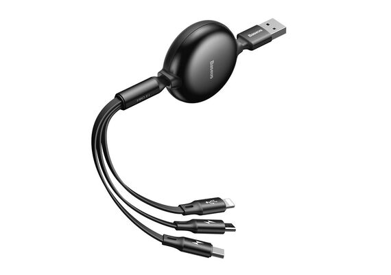 تصویر محصول کابل تبدیل USB به USB-C/microUSB/لایتنینگ باسئوس مدل CAMLT-ZY طول 1.2 متر, رنگ: مشکی  - فروشگاه فون پارتس