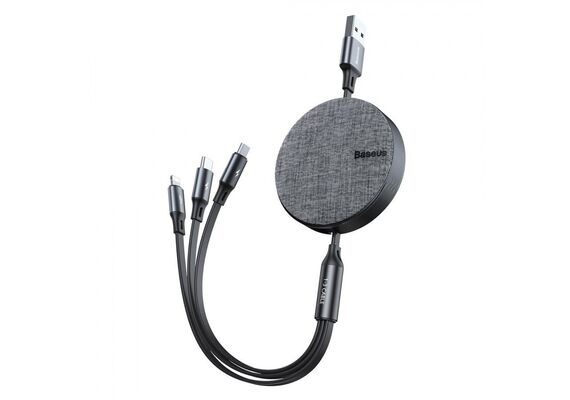 تصویر محصول کابل تبدیل USB به USB-C/ microUSB / لایتنینگ باسئوس مدل CAMLT-BY, رنگ: خاکستری  - فروشگاه فون پارتس