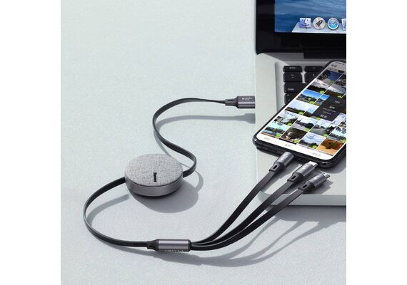 تصویر محصول کابل تبدیل USB به USB-C/ microUSB / لایتنینگ باسئوس مدل CAMLT-BY, رنگ: خاکستری تصویر شماره 4 , - فروشگاه فون پارتس