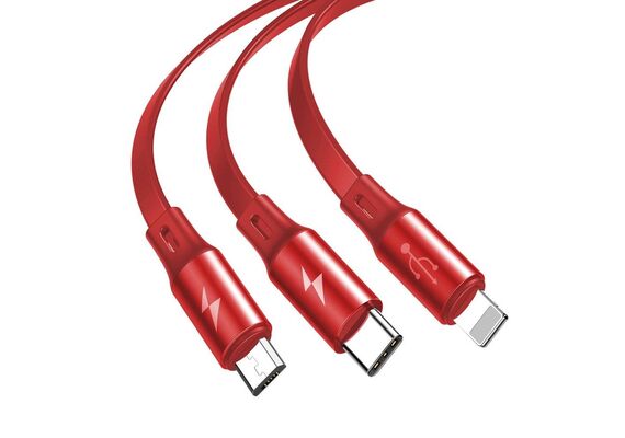 تصویر محصول کابل تبدیل USB به USB-C/ microUSB / لایتنینگ باسئوس مدل CAMLT-BY, رنگ: قرمز تصویر شماره 6 , - فروشگاه فون پارتس