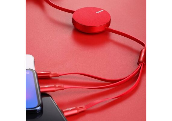 تصویر محصول کابل تبدیل USB به USB-C/ microUSB / لایتنینگ باسئوس مدل CAMLT-BY, رنگ: قرمز تصویر شماره 4 , - فروشگاه فون پارتس