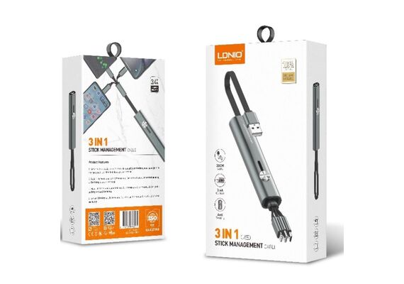 تصویر محصول کابل تبدیل USB به USB-C/ microUSB / لایتنینگ الدینیو مدل LC99 تصویر شماره 4 , - فروشگاه فون پارتس