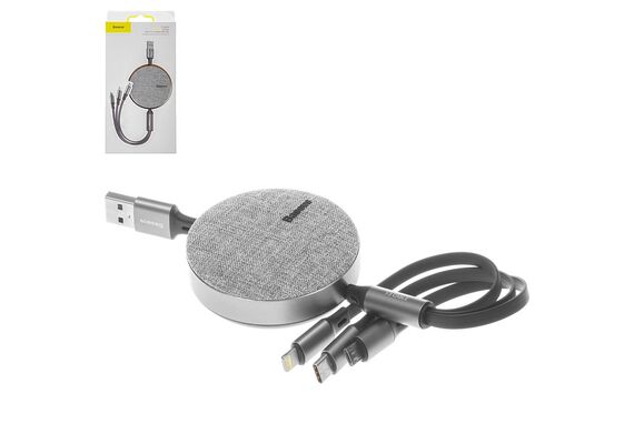 تصویر محصول کابل تبدیل USB به USB-C/ microUSB / لایتنینگ باسئوس مدل CAMLT-BY, رنگ: خاکستری تصویر شماره 3 , - فروشگاه فون پارتس